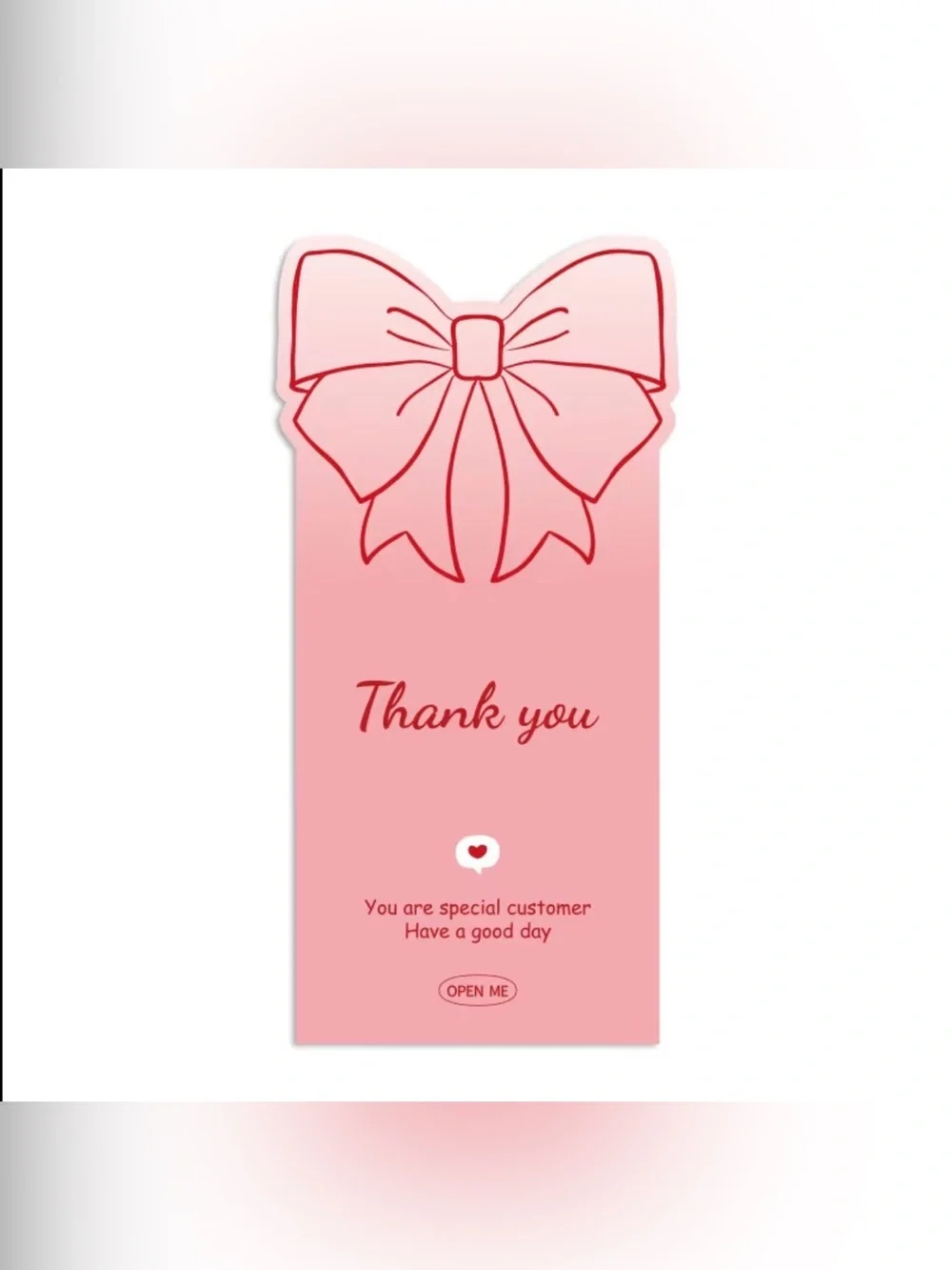 Pink Thank You Gift Tag with Bow Sticker- 50pcs